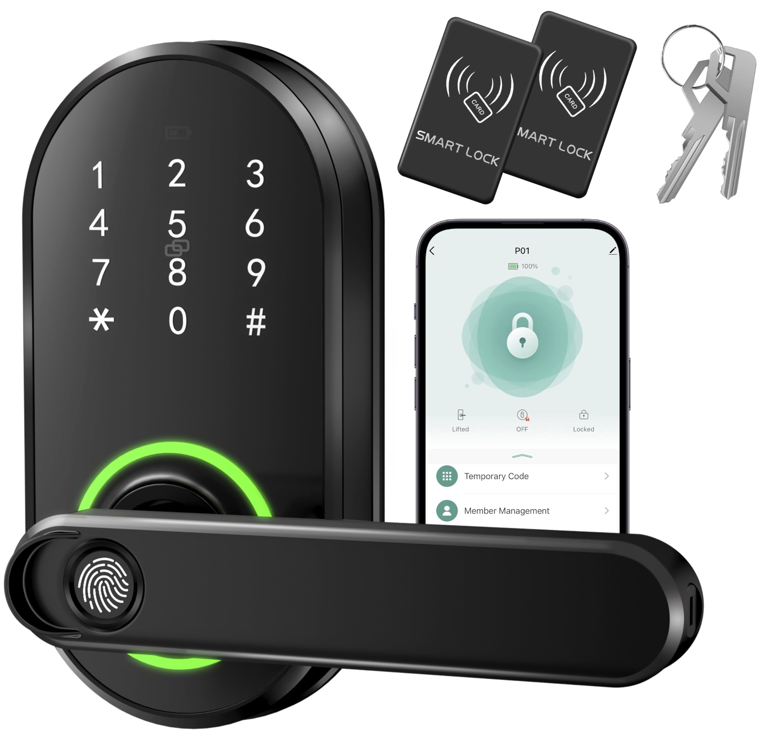 Photo 1 of Smart Fingerprint Door Lock with Keypad, Keyless Entry Door Lock, Door Locks for Front Door, Bedroom, Home or Office, Electronic Keypad Deadbolt with Auto Lock, Remote Code Sharing, Easy to Install
