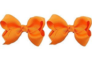 ZOONAI 3 Inch Baby Girl Hair Bows Boutique Hair Clip Teens Toddlers Hairpin Headwear - Set of 2 (Orange)