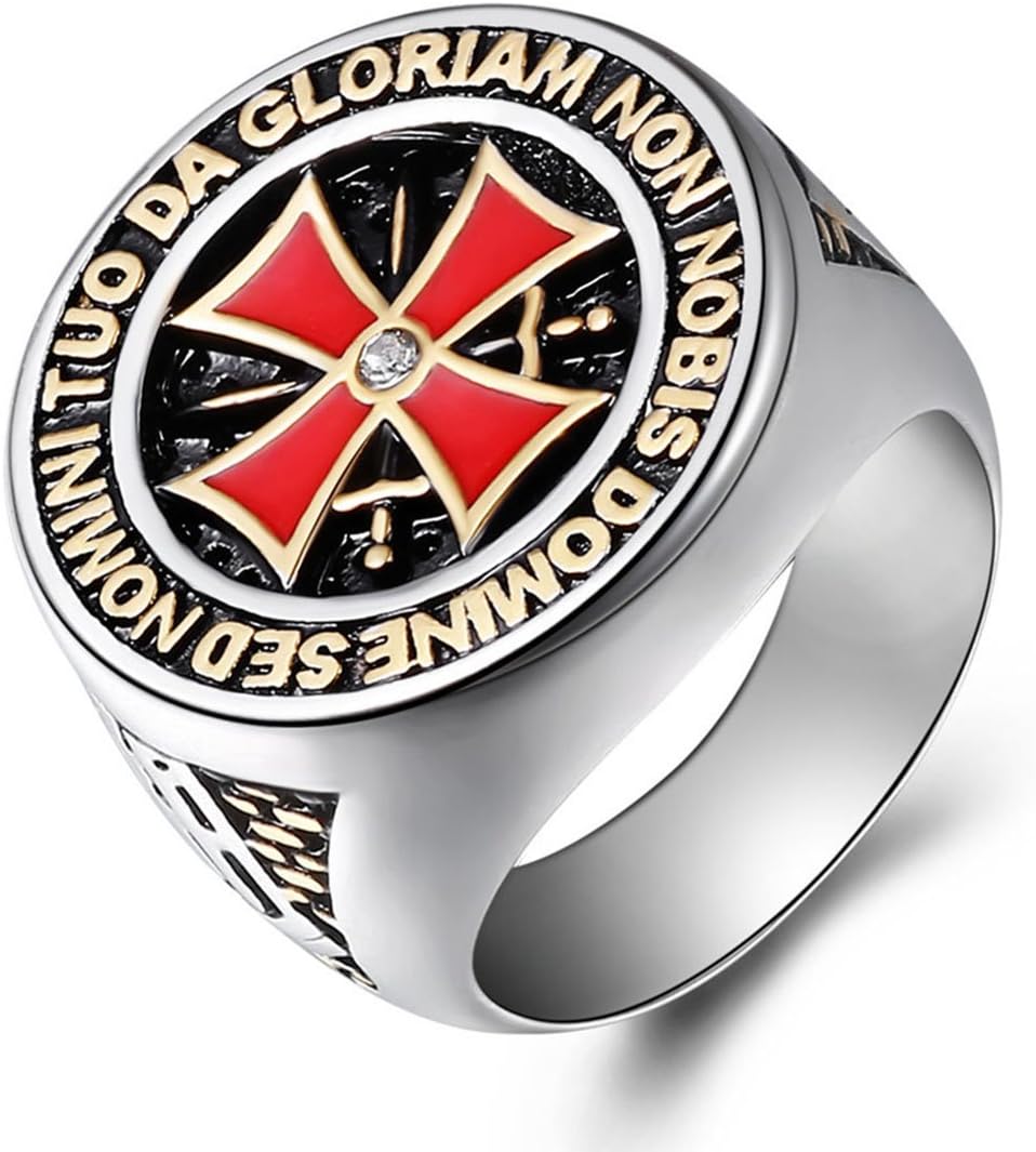 Mens Womens 316L Stainless Steel Vintage Knight Templar Cross Ring Gold/Silver Size 8-14