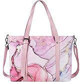 MOSISO USB Port Laptop Tote Bag (17-17.3 inch) with Adjustable Top Handle, Laptop Bag for Women, Polyester Work Travel Office Large Computer Shoulder Handbag Marble MO-MBH216