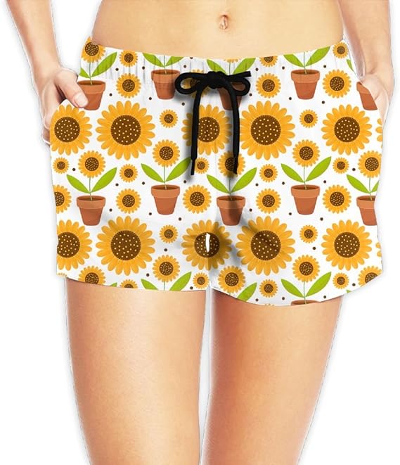 HHFASN Yellow Sunflower Women Workout Boardshorts Active