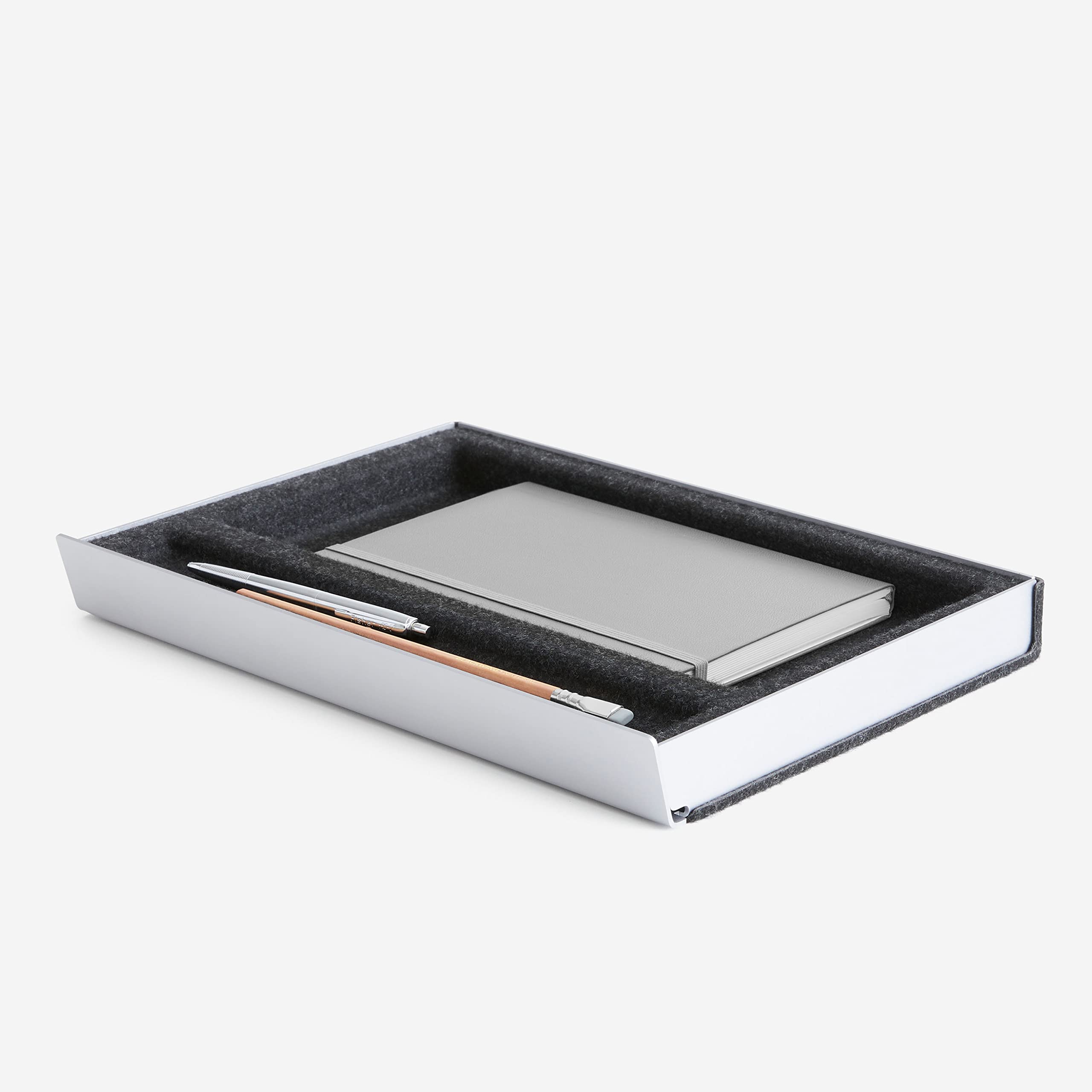 HumanCentric Monitor Stand Riser - Aluminum Drawer Desk Shelf, Space Gray With Felt Lining Interior, Desktop Organizer for Accessory Storage