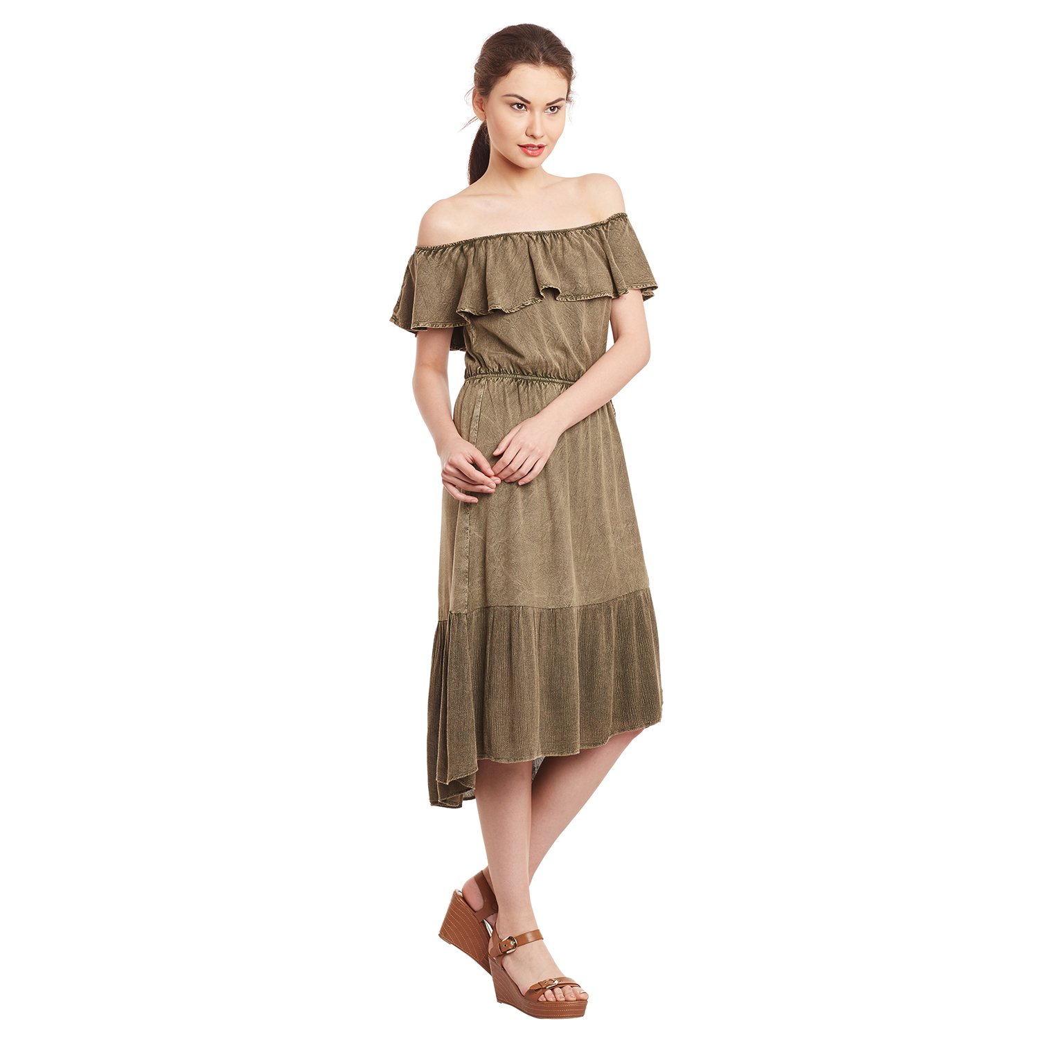 free & young olive coloured dress