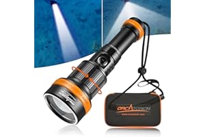 ORCATORCH ZD710 MK2 2-in-1 Zoomable Dive Light, 4-72 Degrees Adjustable Beam Scuba Diving Flashlight with 4 Modes, 920M Long Range, IP68 Waterproof Submersible Torch for Under Water Deep Sea Cave