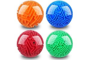 Sumind 4 Pcs 3D Puzzle Maze Ball Magic Brain Teasers Games Memory Sequential Gravity Maze Cube Ball Sphere Educational Puzzle Toys for Adult Hard Challenges(Blue, Green, Red, Orange)