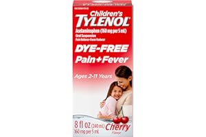 Children's Tylenol Liquid Pain Relief & Fever Medicine, Oral Suspension, Dye-Free, Acetaminophen, No Aspirin, No Ibuprofen, No High Fructose Corn Syrup; Cherry Flavor, 8 fl. oz.; Pack of 1
