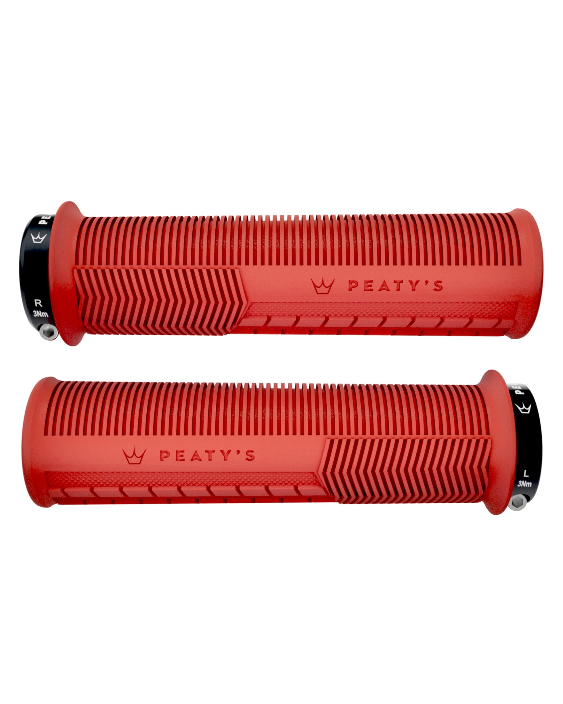 Peaty's Monarch Grips - Mushroom Texture Bike Grips, Ergonomic Handlebar Grip for Trail Comfort, Supportive Thumb Pad & Finger Bars, Durable BMX, Ebike & Mountain Bike Grip - Thick 32-34mm, Red