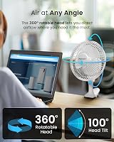 Pro Breeze 6 Inch Clip On Fan - 2 Speeds, 360° Rotation, Silent Operation view 3