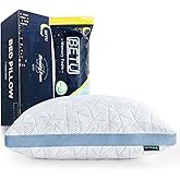 BETU Cooling Standard Pillow, Shredded Memory Foam Cool Pillow for Hot Sleepers, Adjustable Firm Soft Support Bed Pillows Perfect for Back Neck Pain and Side Sleeping with Pillows Case Cover, Blue
