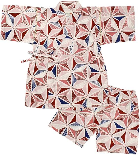 Amazon Co Jp 甚平 キッズ 女の子 綿100 おしゃれ 可愛い 上下セット 日本製生地 祭り 花火 暑さ対策 ガールズ 女児 麻の葉柄 和柄 ピンク 100cm 110cm 1cm 服 ファッション小物