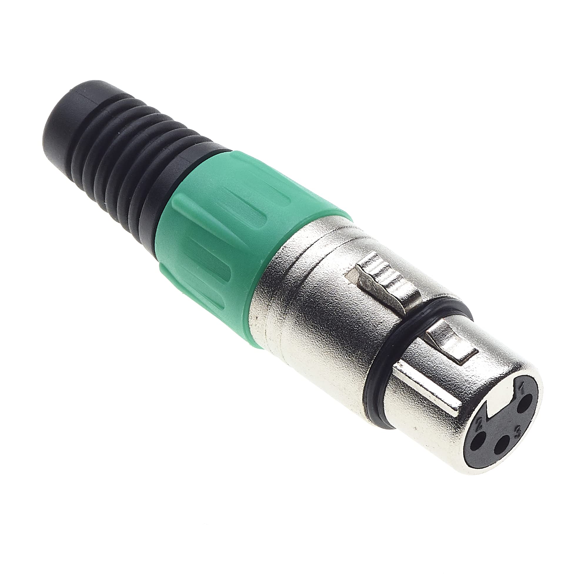 Keple 3 Pole XLR Socket, Green - Female Audio Mic Microphone DMX Plug Jack Socket, Nicked-Plated Adapter, Metal Construction Connector With Plastic Housing — image 1