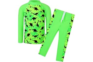 TFJH E 2PCS Kids Boys Long Sleeve Swimsuit UPF 50+ UV Sun Protective Swimwear