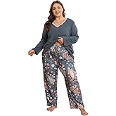 Vozanet Women's Pajamas Set Long Sleeve with Pants Fleece Winter Sleepwear Plus Size Elegant Cozy Loungewear Outfits
