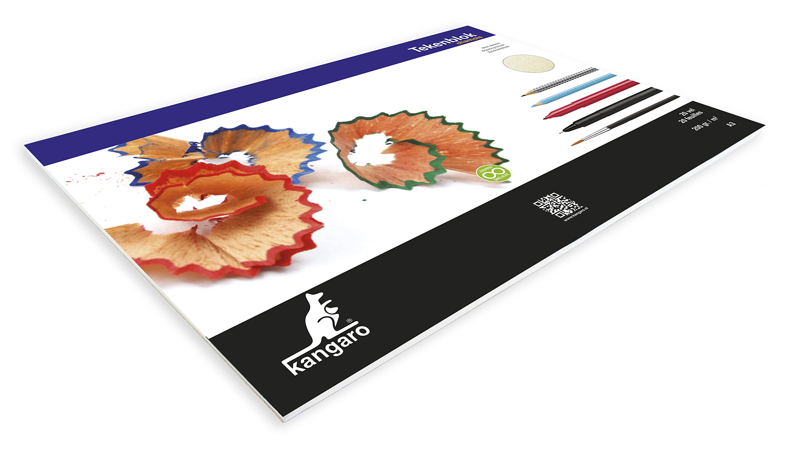 Kangaro Drawing Pad A3 200 g 20 Sheets Chamois