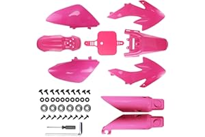 PRO BAT 7 PCs CRF50 Plastic Fender Kit with Fork Suspension Guard Cover XR50 Fairing Fender Kit Motor Complete Fender Fairing Body Work Kit Fit for CRF 50 XR 50 SDG SSR 107 110 125 Pit Dirt Bike