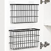 Sinnsally 2 Pack Cabinet Door Organizer,Self Adhesive Lid Organizers Inside Cabinet Storage Boxes,Hanging Storage Basket Orga