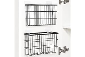 Sinnsally 2 Pack Cabinet Door Organizer,Self Adhesive Lid Organizers Inside Cabinet Storage Boxes,Hanging Storage Basket Orga