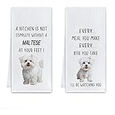 Cilrii Maltese Gifts Kitchen Towels, Gifts for Maltese Dog Lovers Dish Tea Towels, Dog Mom Dad Owner Gift Decorative Hand Towel for Kitchen, 16x24 Inch Set of 2