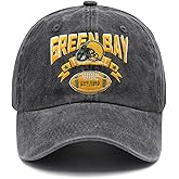 Embroidered City Vintage Washed Denim Football Hats for Men Women, Unisex Adjustable Cotton Fans Baseball Cap