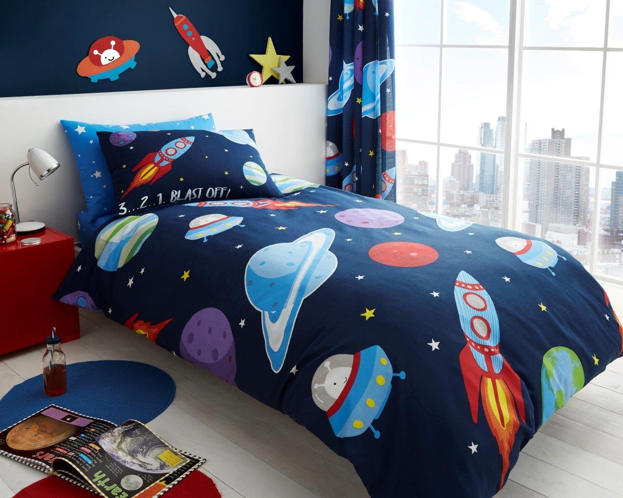 UAREHOME Kids Duvet Sets Bedding Cover And Pillow Case Set (Outer Space