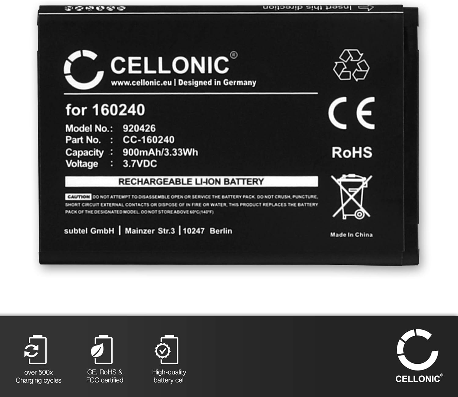 CELLONIC 1x Battery for Headset/Headphone Compatible with SteelSeries Arctis Pro Wireless, Siberia 800, Siberia 840, 160240 - Image 4