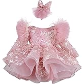 KLFFLGID Baby Girl Pageant Dress Up Flower Gir DressButterly Sequins for Toddler Girs Special Occasion Dresses