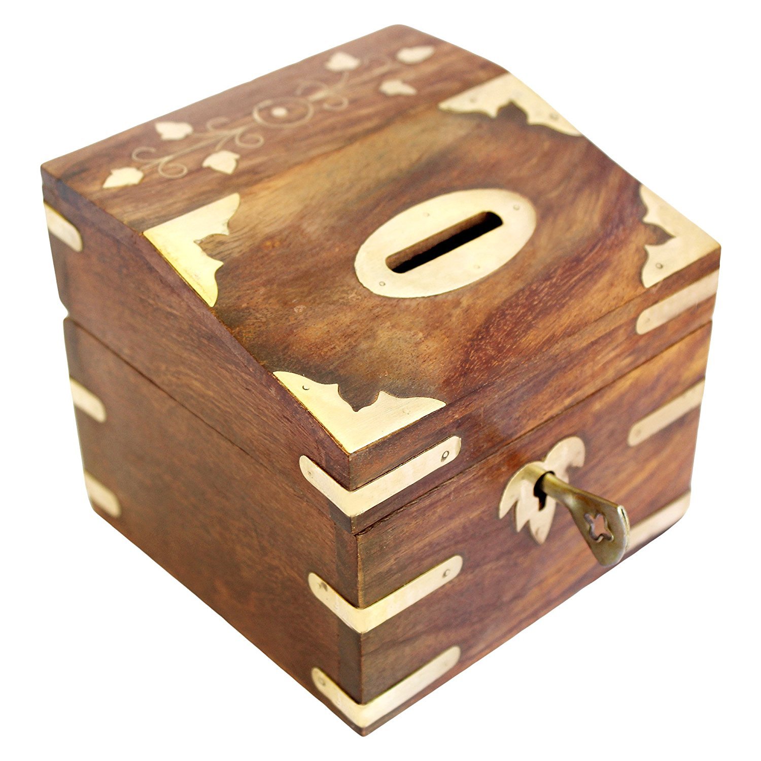 Indian Glance Money Saving Box Banks Money Safe for Kids Box Wooden