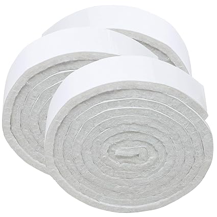 Adsamm® | 3 x selbstklebende Filzbänder zum Zuschneiden | 19x1000 mm | Weiß | Rolle | 3.5 mm starker selbstklebender Filzzusc