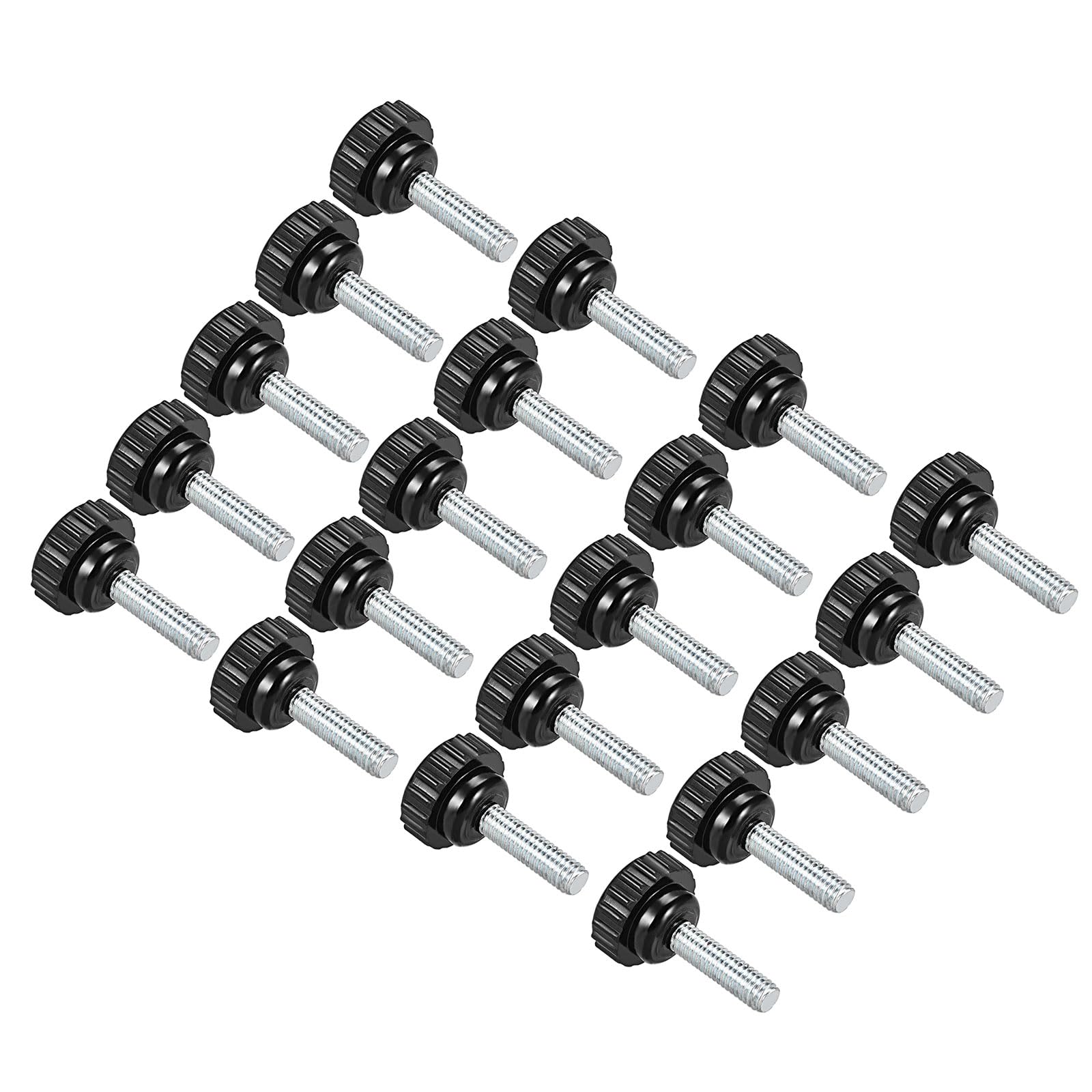 CoCud Knurled Clamping Knobs, M6 x 20mm Male Thread 21mm Head, Thermoset Plastic Thumb Screw Grip Bolt Knobs Black - (Applications: for Lathe Machinery), 20-Pieces