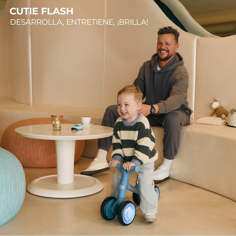 Cutie Flash Bicicleta de aprendizagem para crianças, sem pedais, rodas com luzes LED, design moderno, construção segura, para crianças a partir de 1 ano