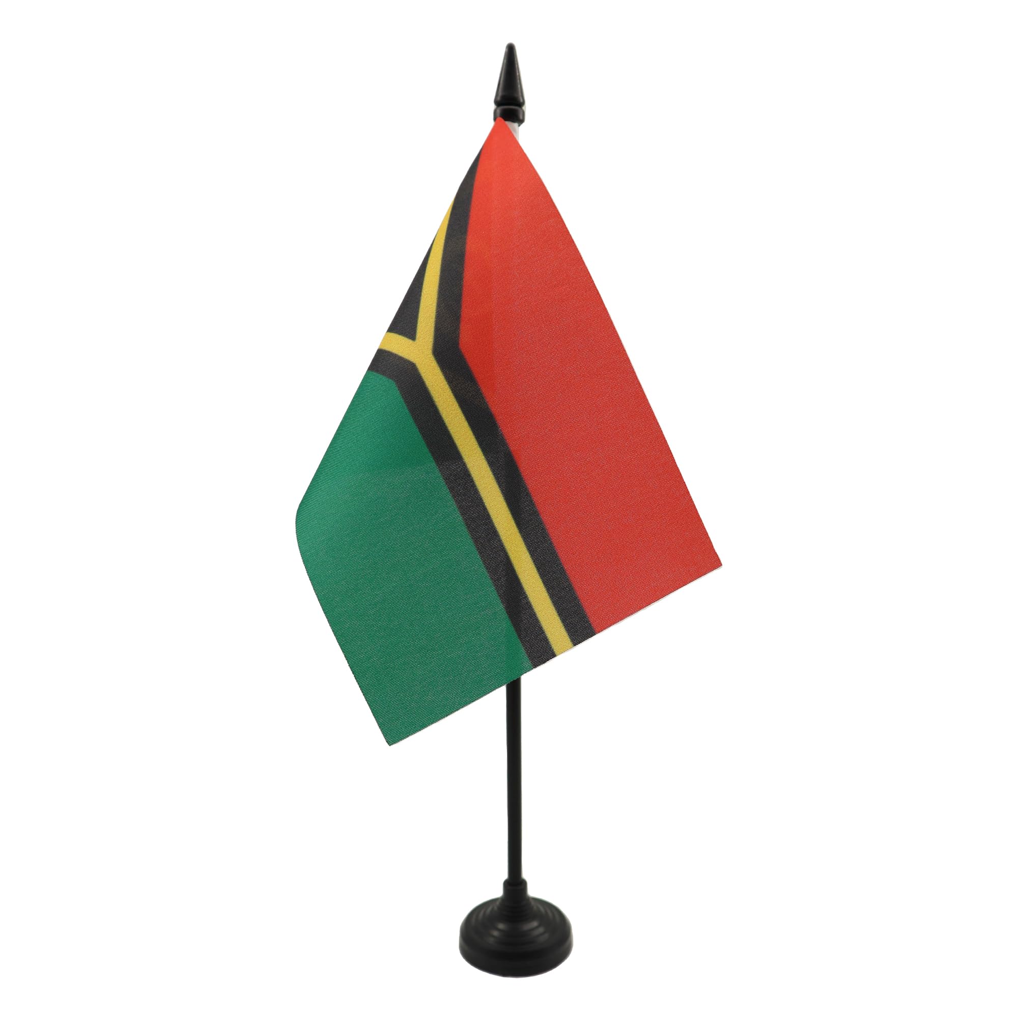 AZ FLAG - Vanuatu Table Flag 4'' x 6'' - Vanuatu Office Mini Banner 100% Polyester 15 x 10 cm - Mini Desk Flag with 10'' Pole and Black Plastic Base