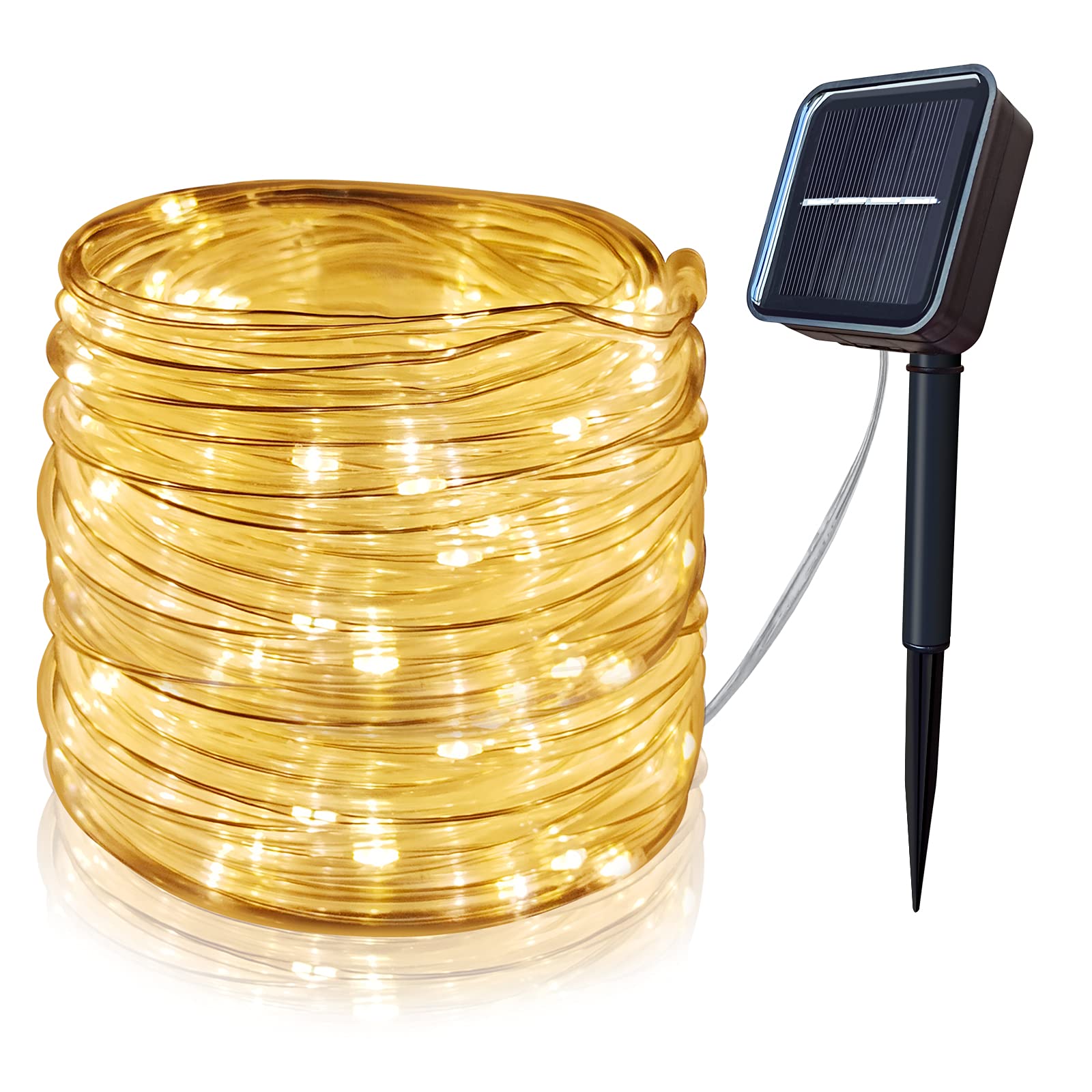Solar String Lights Outdoor, 39Ft 100 LED Fairy Rope Lights, Waterproof Garden Tube Lights for Home Party Patio Wedding Birthday (Warm Light)