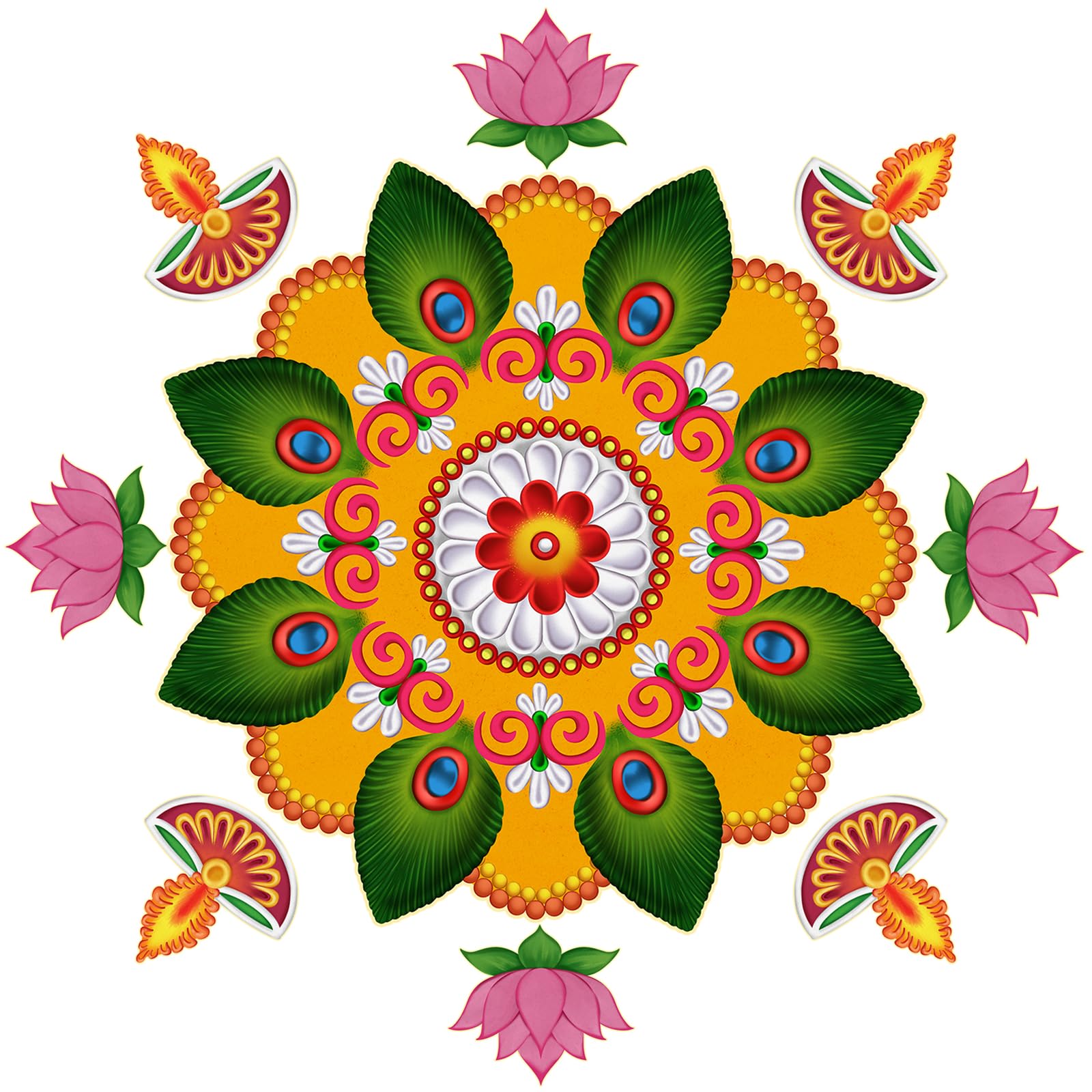 Photo 1 of ** SIMILAR ** Diwali Decorations for Home Vinyl PVC Diwali Rangoli Sticker for Home Floor Entrance Table Indian Wedding Festival Decorations and Gifts