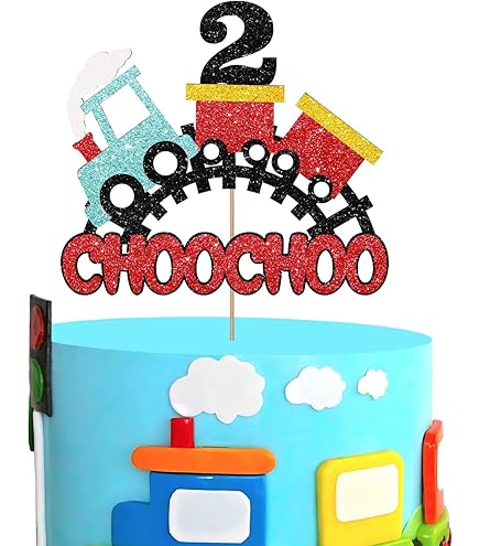 Banner 'Choo Choo I'm Two' Per 2° Compleanno – Decorazioni Tema Treno Con Glitter Oro, 2 Striscioni