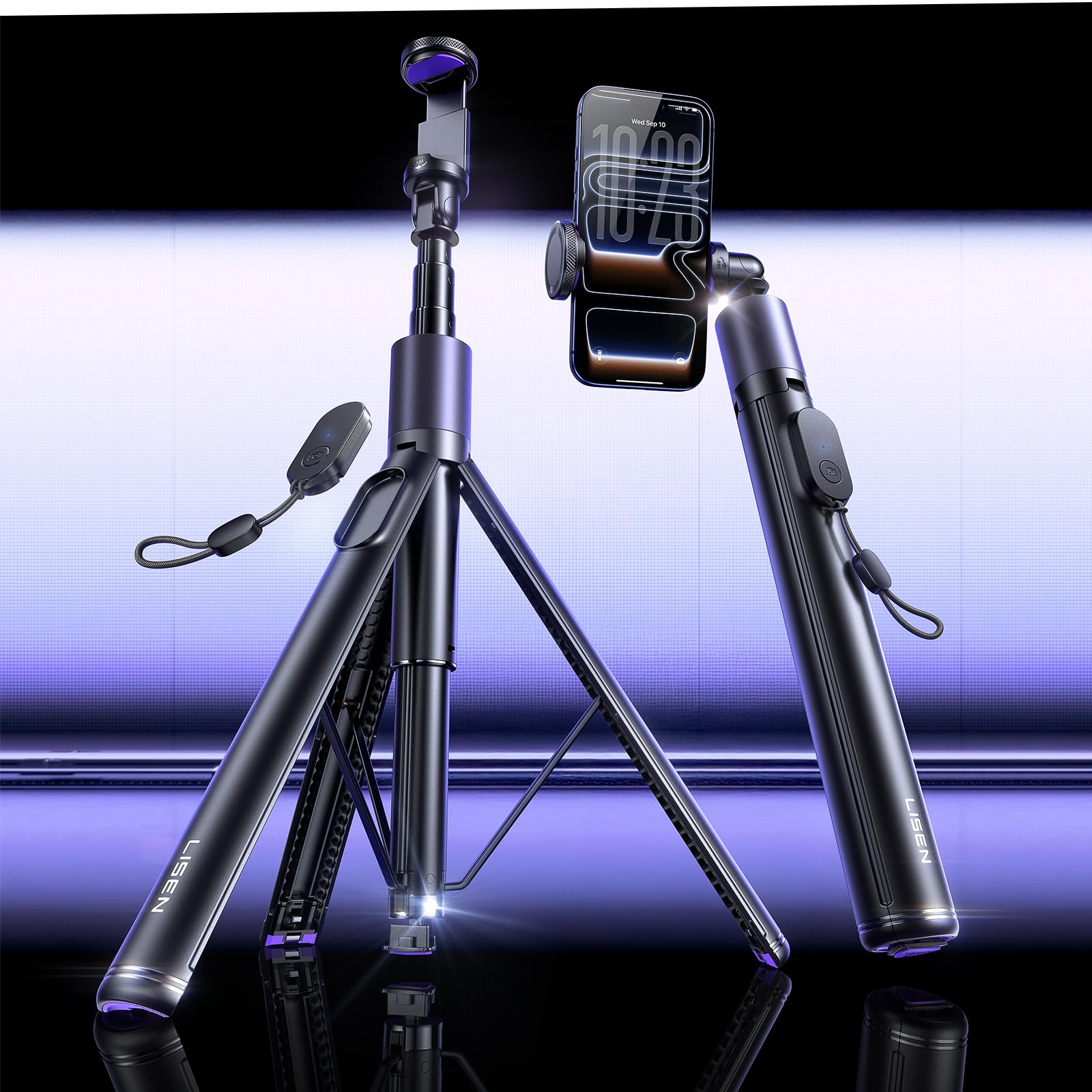 LISEN Phone Tripod for iPhone, [1s Open] Selfie Stick Tripod with Remote, Extendable Cell Phone Tripod Stand, Perfect for Travel Video Recording Live Stream Vlog, for iPhone 17 Pro Max & Android