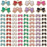 DICOSMETIC 80Pcs 8 Colors Bow Charm Bulk Alloy Enamel Bowknot Charms Bow Tie Charms Cute Bowknot Pendants Metal Colorful Charm for DIY Craft Earring Bracelet Necklace Jewelry Making