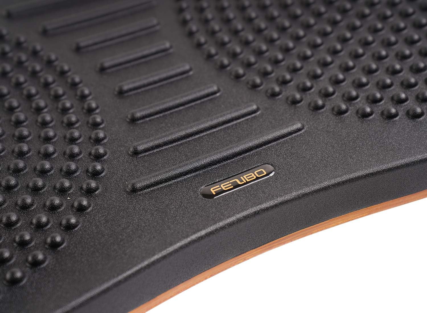 FEZIBO Standing Desk Anti Fatigue Mat Wooden Wobble Balance Board Stability Rocker with Ergonomic Design Comfort Floor Mat (Medium, Obsidian Black): Home & Kitchen