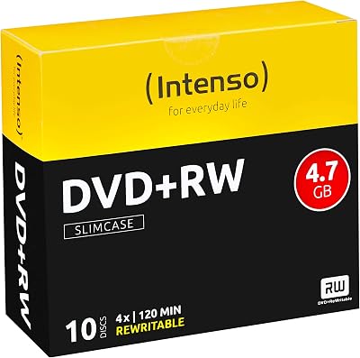 Intenso DVD+RW Blank Rewritable Discs 4.7 GB 4x Speed Slim Case Pack of 10