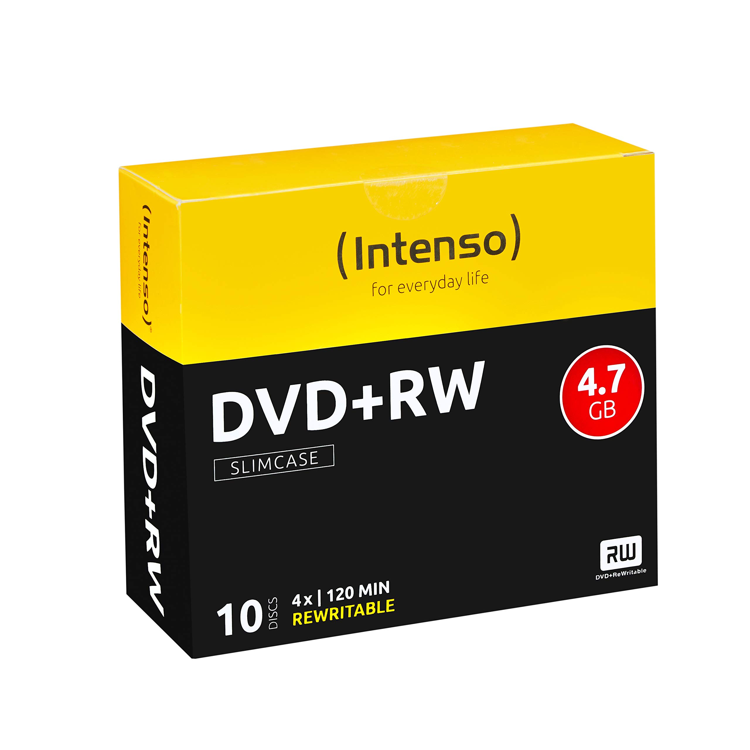 Intenso DVD+RW Blank Rewritable 4.7 GB 4x Speed Slim Case Pack of 10