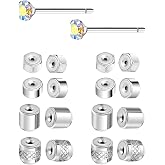 AoedeJ Flat Earring Backs Replacements Locking Pin Backs Earring Lifters Backs for Earrings Gold Earring Backs for Studs Earrings Backs (Silver)