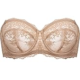 DOBREVA Unlined Lace Strapless Bra Sexy See Through Plus Size Convertible Underwire Bras