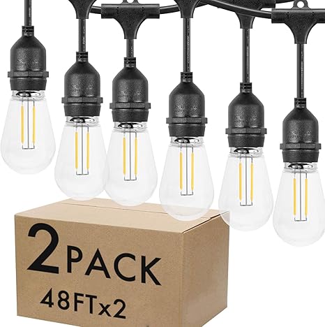 Amazon.com: Juego de 2 luces LED para exteriores de 48 pies, luces