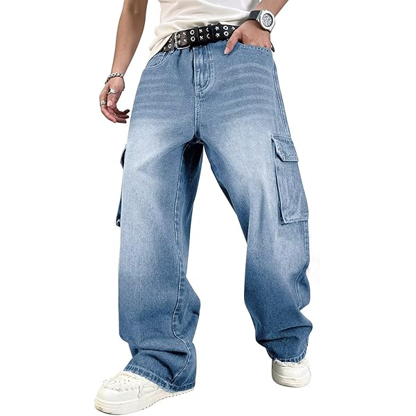Happy Cherry - Pantalones De Mezclilla Niño Holgados Pantalón Ancho Suelto Vaqueros Niños Juvenil Vintage Para Primavera Otoño Invierno Jeans Infantil Algodón Cintura Elástica - 110-122 - Azul