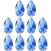 PATIKIL K9 Crystal Pendants Teardrop Beads, 10 Pack 38mm Chandelier Prisms Parts Hanging Beads DIY Lamp for Arts Crafts Decor, Light Blue