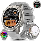 1.43'' AMOLED Display GPS Smartwatch, 50M Waterproof, Compass, Altitude, Fitness Tracker Long Standby Android &amp; iOS Compatible Smart Watch Bluetooth Call &amp; Receive Text Sports Watch Men (Silver)