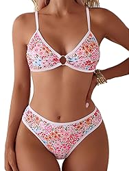 Fanuerg Women's Triangle Bikini Sets O Ring Linked