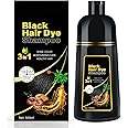 MOISTAR Black Hair Dye Shampoo 3 in 1 for Gray Coverag Color Shampoo for Women/Men Instant Herbal Semi Permanent champu para