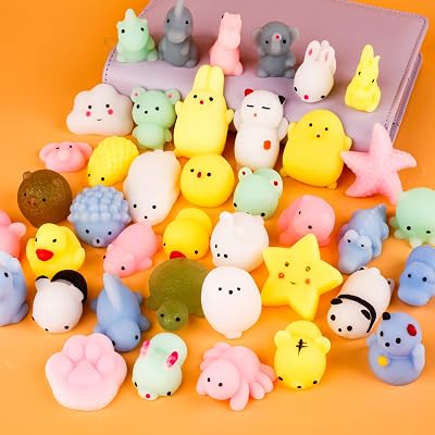twoonto 40 Mini Squishy Pack Soft Mochi Kawaii Animal Fidget Toys Stress Relief