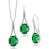 Gem Stone King Gemstone Birthstone Pendant and Earrings Jewelry Set For Women In 925 Sterling Silver | Oval 12X10MM | With 18 Inch Silver Chain