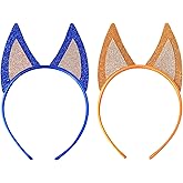 Nuolich 2 Pack Dog Ears Headband Adult Glitter Headwear Costume Accessories Halloween Cosplay Birthday Party Supplies